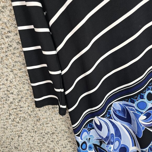 Chicos Travelers Top Womens 0 US Small Black Blue Tunic Scoop Neck Striped - Picture 4 of 7